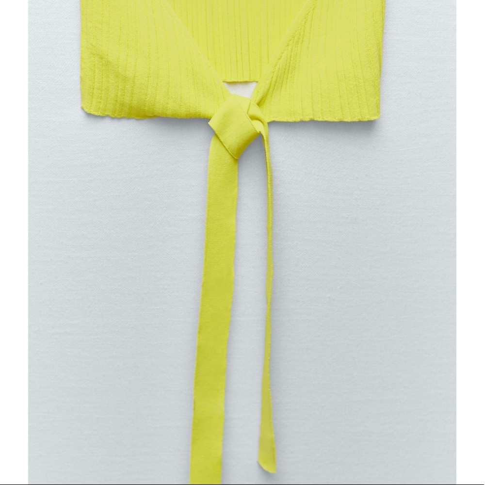 NWT Zara Neon Green Sleeveless Round Neck Knit Top in Size Small - Picture 7 of 9